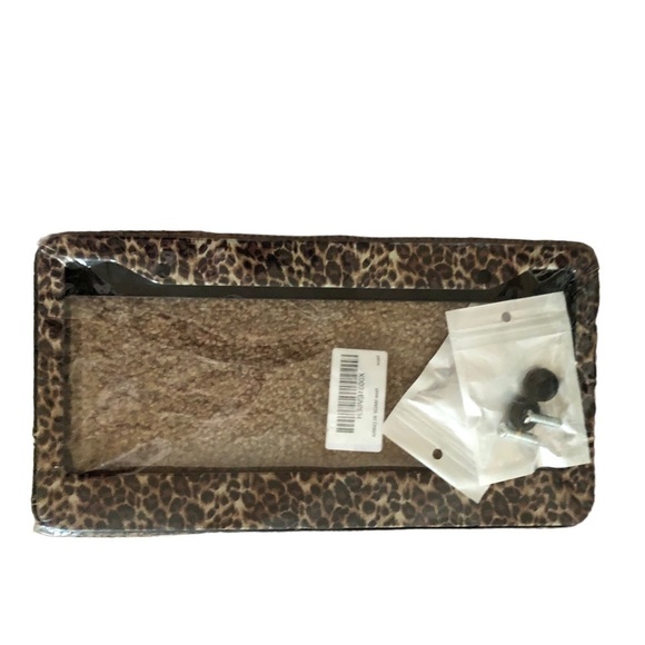 License Plate Frame Leopard Print Aluminum Size 12.2X6.3” New Hardware - Picture 1 of 2
